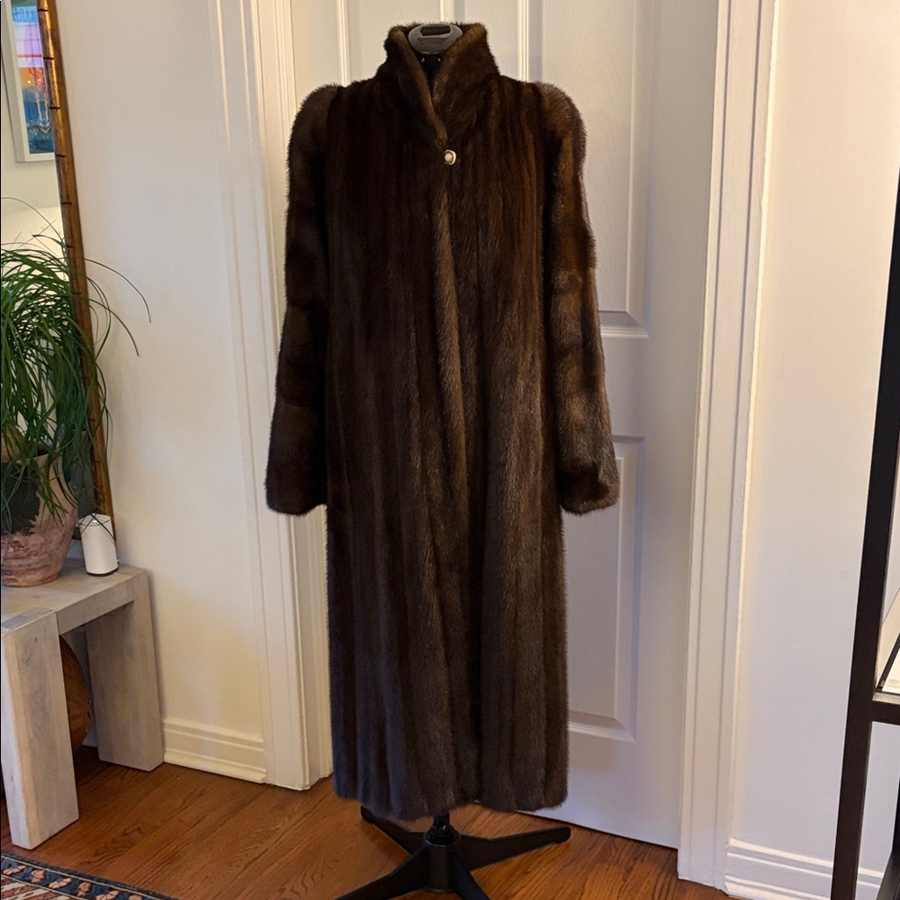 Long Dark Brown Full-Length Fur Coat